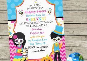 Day Of the Dead Birthday Invitations Book Of Life Sugar Skulls Birthday Party by Coastalinvitations