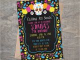 Day Of the Dead Birthday Invitations Sugar Skull Day Of the Dead Digital Birthday Party Invitation