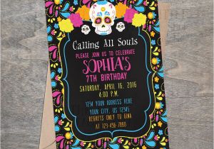 Day Of the Dead Birthday Invitations Sugar Skull Day Of the Dead Digital Birthday Party Invitation