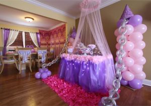 Decoration Ideas for Princess Birthday Party Balloon Decor by Front Window and Tulle with Lights Around