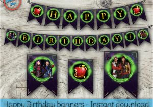 Descendants Happy Birthday Banner Descendants Banners Descendants Happy Birthday Banners