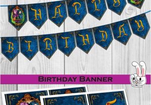 Descendants Happy Birthday Banner Disney Descendants Birthday Banner Gold by Allbestforkidz