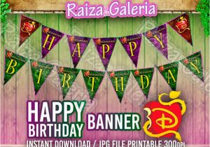 Descendants Happy Birthday Banner Disney Descendants Happy Birthday Banner by Raizaysugaleria