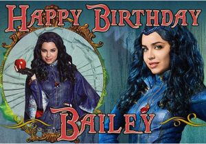 Descendants Happy Birthday Banner Disney Descendants Happy Birthday Banner Custom Evie