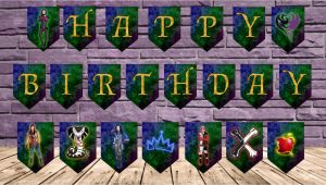 Descendants Happy Birthday Banner Disney Descendants Happy Birthday Banner