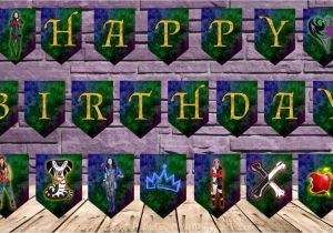 Descendants Happy Birthday Banner Disney Descendants Happy Birthday Banner