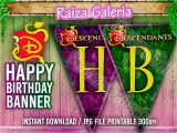 Descendants Happy Birthday Banner Disney Descendants Happy Birthday Banner Printable Instant