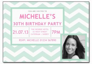 Design Your Own Photo Birthday Invitations Mint Zig Zag Chevron Invitations Add Your Own Photo