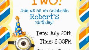 Despicable Me 1st Birthday Invitations Custom Despicable Me 2 Birthday Invitation by