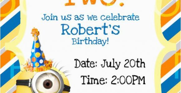 Despicable Me 1st Birthday Invitations Custom Despicable Me 2 Birthday Invitation by