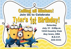 Despicable Me 1st Birthday Invitations Despicable Me Inspired Invitation Minions Invitation 1st