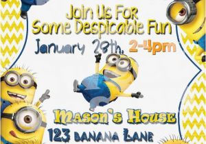 Despicable Me 1st Birthday Invitations Minion Birthday Invitation Despicable Me Parties