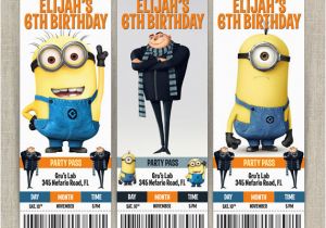 Despicable Me Birthday Invites Personalized Despicable Me Birthday Ticket Invitation Card