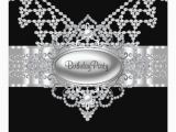 Diamonds and Pearls Birthday Invitations Diamonds Pearls Black Birthday Party Invitations Zazzle Com