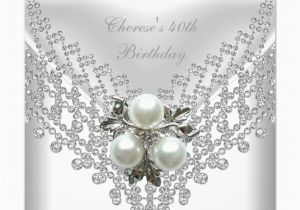 Diamonds and Pearls Birthday Invitations Party White Pearl Diamond Jewel Custom Invitation