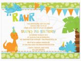 Dinosaur Birthday Invitation Wording Birthday Party Invitation Boy Dinosaur In orange Blue