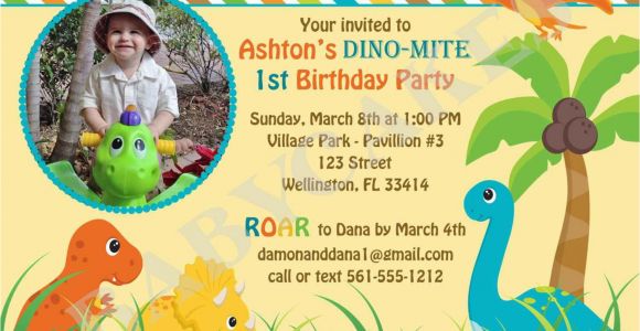 Dinosaur Birthday Invitations with Photo Dinosaur 1st Birthday Invitations Best Party Ideas