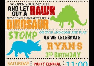 Dinosaur Birthday Party Invitation Wording Dinosaur Rawr Birthday Invitation Boy by Hunnybitdesigns