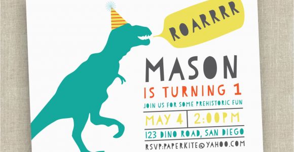 Dinosaur First Birthday Invitations Dinosaur Birthday Invitation First Birthday Invitation