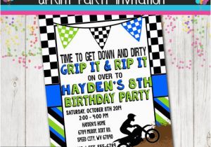 Dirt Bike Birthday Invitations Boy Dirt Bike Birthday Party Invitation Dirtbike