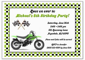 Dirt Bike Birthday Party Invitations Dirt Bike Birthday Party Invitations Green Dirt Bike