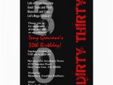 Dirty 30 Birthday Invitation Templates Dirty Thirty Birthday Black White Red Template Card Zazzle