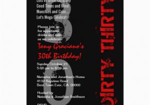 Dirty Thirty Birthday Cards Dirty Thirty Birthday Black White Red Template Card Zazzle