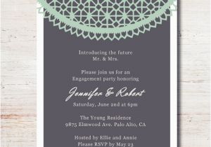 Discount Birthday Invitations Mint Green Lace Printed Cheap Engagement Party Invitation