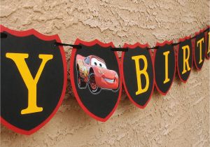 Disney Cars Happy Birthday Banner Disney Cars Lightning Mcqueen Happy Birthday Banner by