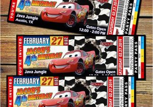 Disney Cars Personalized Birthday Invitations Cars 2 Ticket Invitation Template for Free