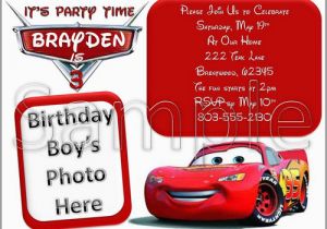 Disney Cars Personalized Birthday Invitations Disney Cars Custom Photo Birthday Invitation
