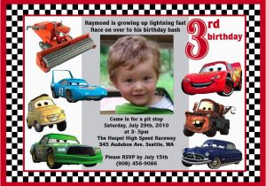 Disney Cars Personalized Birthday Invitations Disney Cars Lightning Mcqueen Custom Birthday Invitation