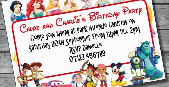 Disney Character Birthday Invitations 12x Boys Girls Disney Character Joint Single Birthday