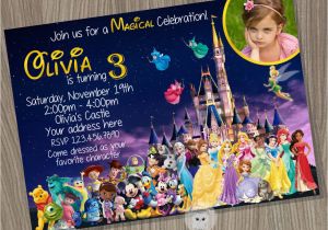 Disney Character Birthday Invitations Disney Castle Invitation Disney Characters Invitation Disney