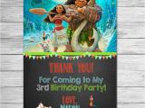 Disney Moana Birthday Card Disney Moana Thank You Card Chalkboard Moana Maui Birthday