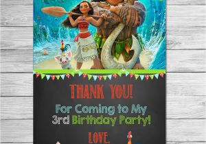 Disney Moana Birthday Card Disney Moana Thank You Card Chalkboard Moana Maui Birthday