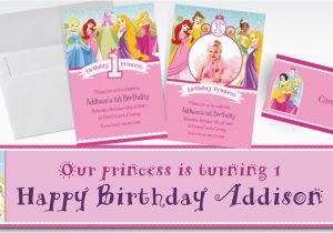 Disney Princess 1st Birthday Invitations Custom Disney Princess 1st Birthday Invitations Thank