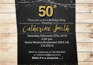 Diy 50th Birthday Invitations Black and Gold 50th Birthday Party Invitations Elegant