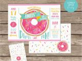 Diy Birthday Invitation Kits Diy Donut Birthday Invitation Kit Invite and Thank You Card