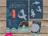 Diy Birthday Invitation Kits Diy Printable Blue Shark Birthday Invitation Kit Invite and