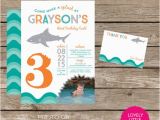 Diy Birthday Invitation Kits Diy Printable Shark Birthday Invitation Kit Invite and Thank