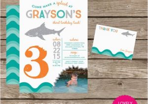Diy Birthday Invitation Kits Diy Printable Shark Birthday Invitation Kit Invite and Thank