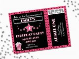 Diy Birthday Invitations Online Free Movie theme Birthday Party Invitation Pink and Black