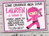 Do It Yourself Birthday Invitations Pink Ninja Birthday Invitation Do It Yourself Digital Print