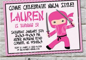 Do It Yourself Birthday Invitations Pink Ninja Birthday Invitation Do It Yourself Digital Print