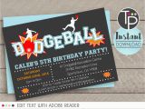 Dodgeball Birthday Party Invitations Dodgeball Invitation Instant Download Invitation Dodgeball