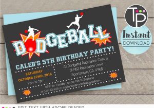 Dodgeball Birthday Party Invitations Dodgeball Invitation Instant Download Invitation Dodgeball