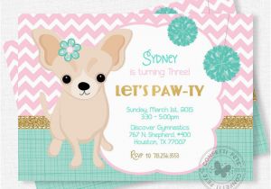 Dog Birthday Invites Puppy Party Invitation Dog Birthday Invitation Chihuahua