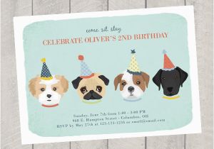 Dog themed Birthday Invitations Dog theme Birthday Invitation Children 39 S Birthday Invite