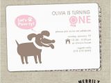 Dog themed Birthday Invitations Funny Puppy themed First Birthday Party Invitations